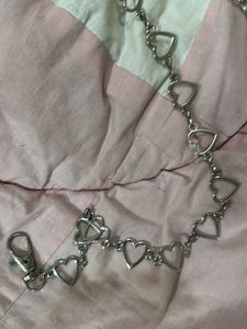 y2k silver waist chain heart belt