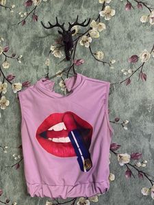Women's Lilac Lips & Lipstick Graphic Tank Top