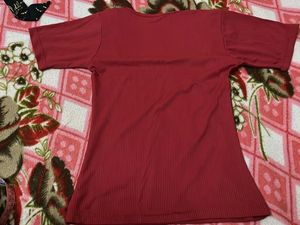 Ribbed Maroon Casual Top