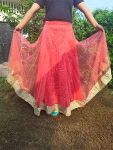 Beautiful Salmon Pink Net Skirt
