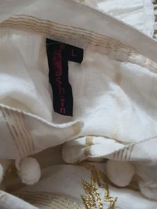 Ishin Off-White and Golden A-line dress
