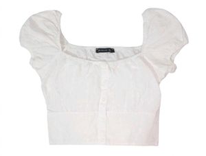 White Puff Sleeve Crop Top