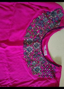 Magenta Embroidered Kurta