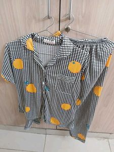 Cute Orange Print Pajama Set (NEW)