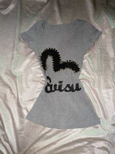Evisu Grey Ribbed T-Shirt