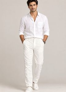 Zara Men's White Linen Pants