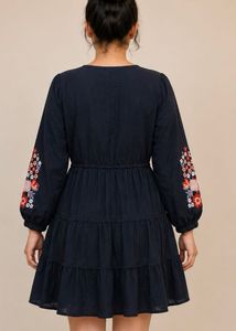 Embroidered Tiered Mini Dress