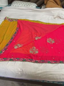 Yellow Embroidered Saree with Blouse