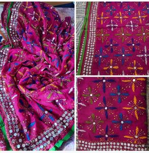 Vibrant Embroidered Dupatta with Mirror Work