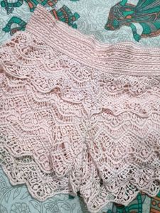 Pink Lace Layered Shorts
