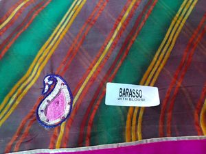 Lehariya Saree With Unstitched Blouse