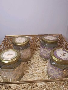 Metal Dry Fruit Gifting Box Gold with 4 jars