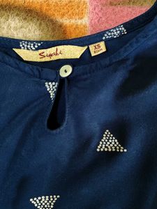 Stylish Navy Blue Triangle Print Dress