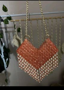 Sparkling Beaded Clutch with Pearl Tassels
