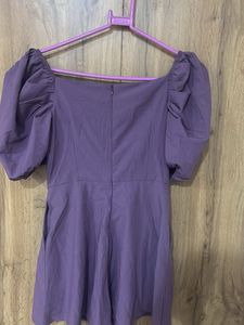 Stylish Purple Puff Sleeve Dress