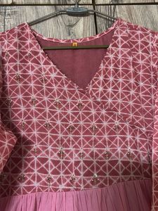 Pretty Pink Ombre Tiered Ethnic Gown