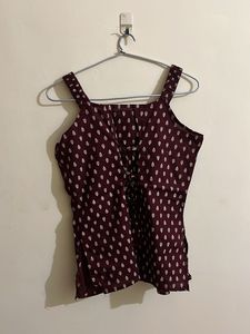 Maroon Printed Spaghetti Strap Top