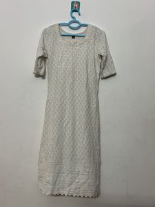 White Chikankari Kurta with Sequins