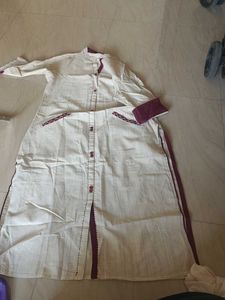 Cream Kurta with Maroon Accents, only kurti