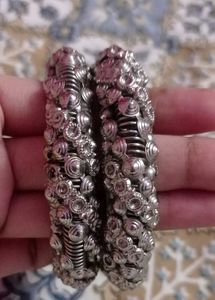 Ornate Silver-Tone Bangles