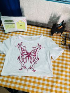 Cute Butterfly Graphic Crop Top