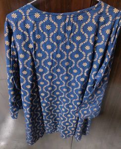 Blue Printed Cotton Kurta