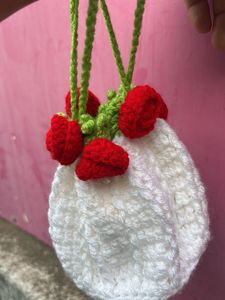 Crocheted rose potli bag small size