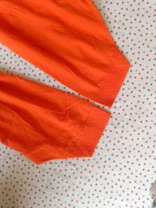 Blue Denim Kurta with Orange Pants