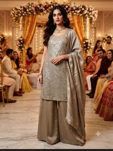 Stunning Sequined Kurta Set with Palazzo Pants