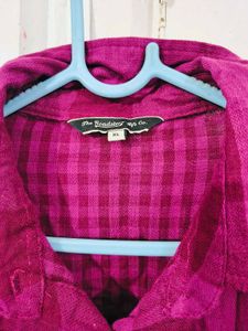 Roadster Chic Pink &amp; Maroon Plaid Shirt