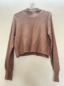 Ribbed Mock Neck Cropped Sweater