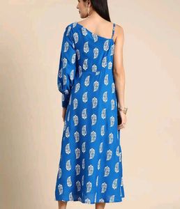 Stylish Blue Printed Dress