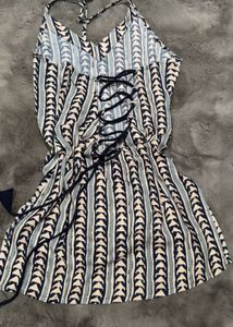 Blue &amp; White Striped Halter Kurti