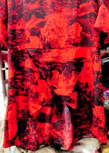 Stylish Red &amp; Black Abstract Print Top