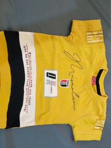 Boys Yellow T-Shirt &amp; Denim Shorts Set