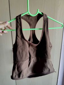 Brown Racerback Sports Bra
