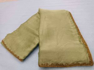 Elegant Olive Green Saree with Border