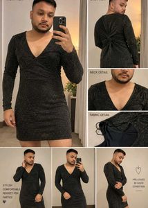 Sparkly Black Long Sleeve Dress