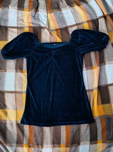 Velvet Puff Sleeve Top