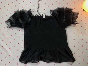 Black Ruffle Top