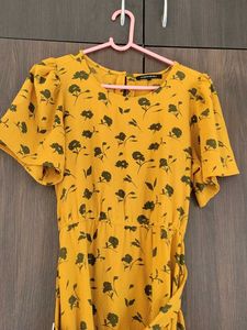 Floral Print Yellow Dress