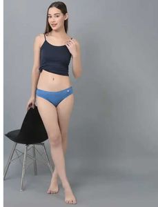 Blue Cotton Bikini Briefs