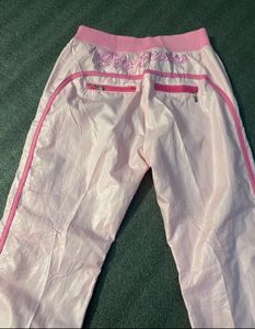 Pink Racing Track Pants+ red crop top