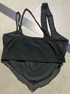 Black Asymmetrical Neck Top