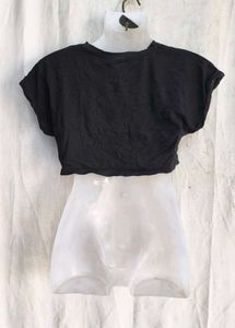 Black Cropped "Laughing &amp; Smiling" Top