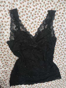Elegant Black Lace Tank Top
