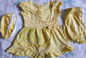 Baby Yellow Dress Set with Hat