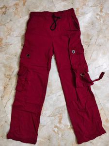 Maroon Cargo Pants Baggy