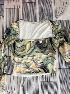 Stylish Marble Print Long Sleeve Top
