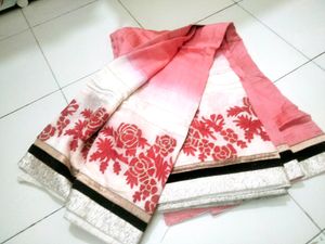 Peach N Cream Colour Saree